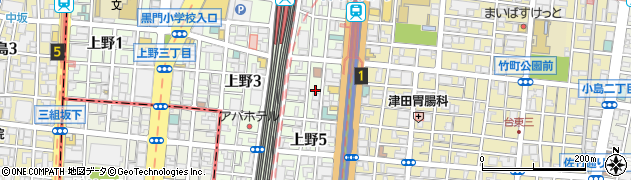 東京都台東区上野5丁目16周辺の地図