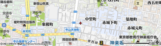 東京都新宿区中里町4周辺の地図