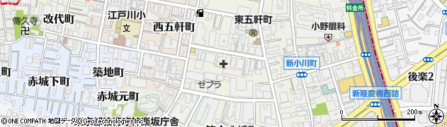 東京都新宿区東五軒町周辺の地図