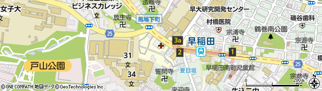 モスバーガー早稲田店周辺の地図