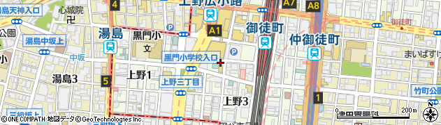 餃子の王将 御徒町駅南口店周辺の地図