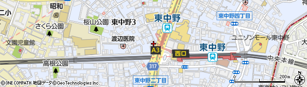 松屋東中野店周辺の地図