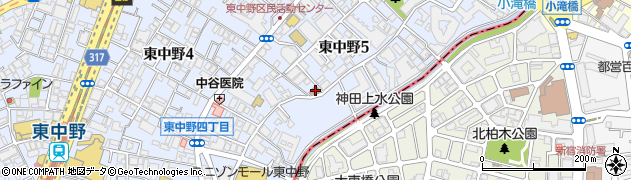東中野郵便局周辺の地図