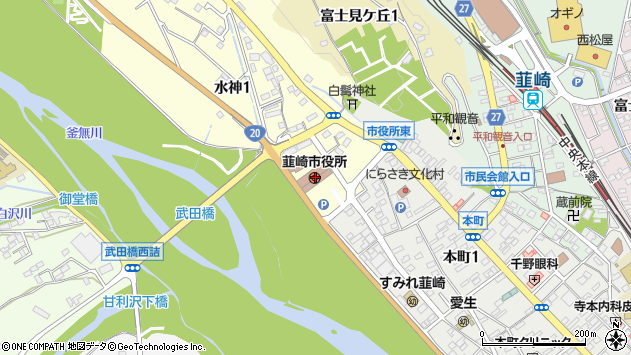〒407-0000 山梨県韮崎市（以下に掲載がない場合）の地図