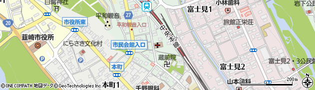 韮崎郵便局集荷周辺の地図