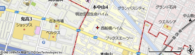 千葉県船橋市本中山4丁目周辺の地図