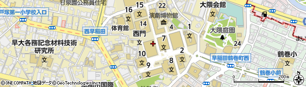 早稲田大学　早稲田キャンパス経済学研究科事務所周辺の地図