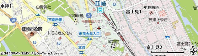 山梨県韮崎市中央町周辺の地図