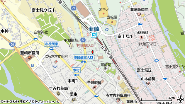 〒407-0023 山梨県韮崎市中央町の地図