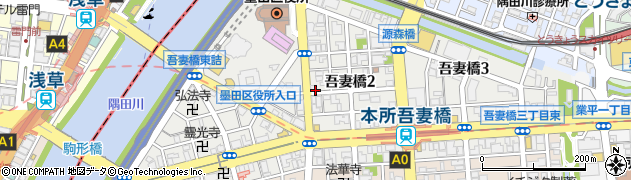 東京都墨田区吾妻橋周辺の地図