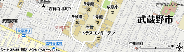 成蹊大学　図書館周辺の地図