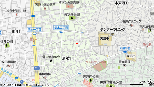 〒167-0033 東京都杉並区清水の地図