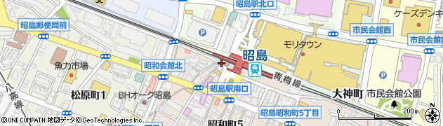 昭島駅南口駅舎下自転車等駐車場周辺の地図