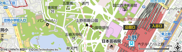 上野恩賜公園周辺の地図