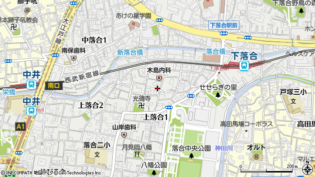 〒161-0034 東京都新宿区上落合の地図