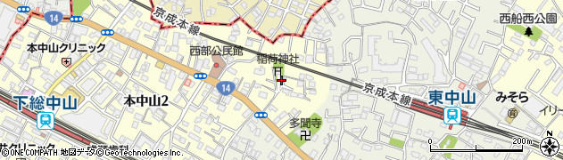 千葉県船橋市本中山1丁目周辺の地図