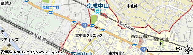 中山駅入口周辺の地図