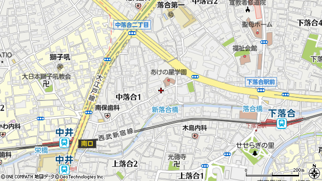 〒161-0032 東京都新宿区中落合の地図