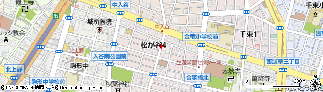 東京都台東区松が谷4丁目周辺の地図