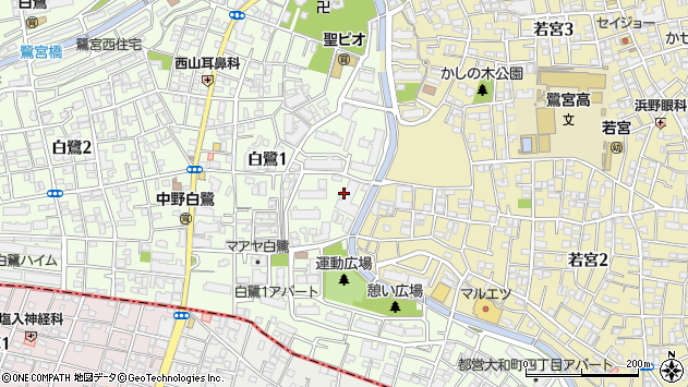 〒165-0035 東京都中野区白鷺の地図