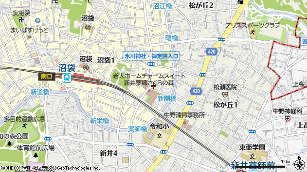 〒165-0025 東京都中野区沼袋の地図