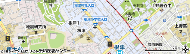 文京根津郵便局周辺の地図