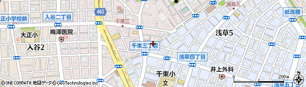 東京都台東区千束3丁目5周辺の地図