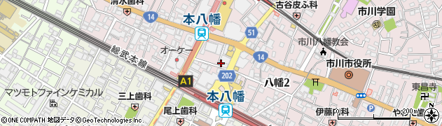 松屋 本八幡店周辺の地図