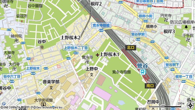 〒110-0002 東京都台東区上野桜木の地図