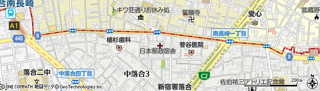 東京都新宿区中落合3丁目15周辺の地図