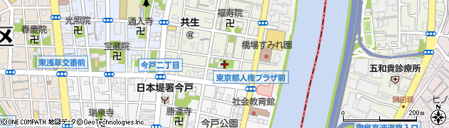 東京都台東区橋場1丁目4周辺の地図