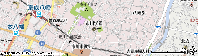 千葉県市川市八幡周辺の地図