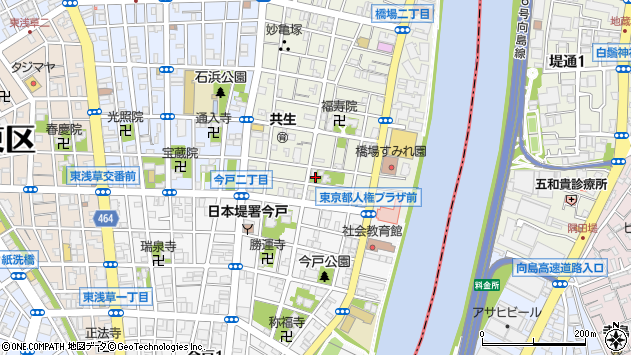 〒111-0023 東京都台東区橋場の地図