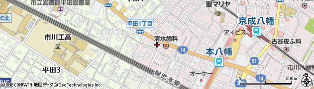 トヨタレンタリース千葉市川本八幡店周辺の地図