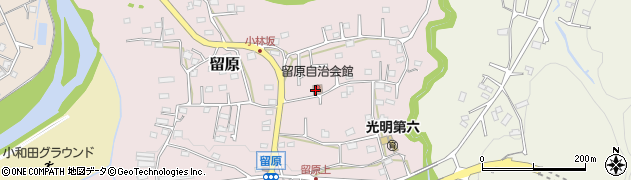 留原自治会館周辺の地図