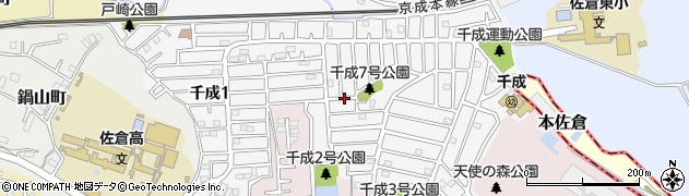 千葉県佐倉市千成周辺の地図