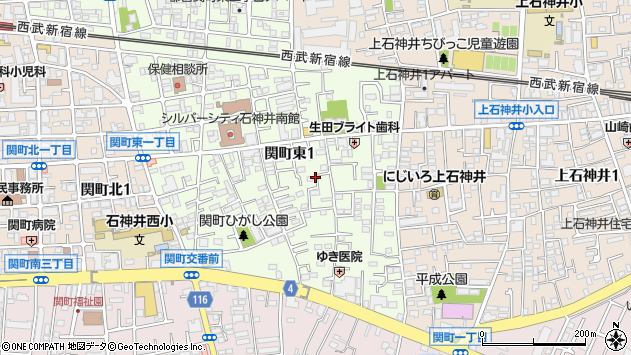 〒177-0052 東京都練馬区関町東の地図
