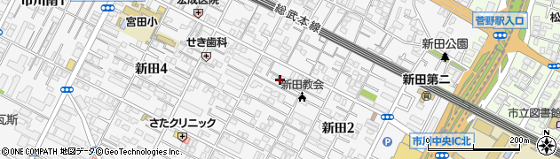 千葉県市川市新田周辺の地図