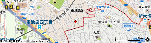 東京都豊島区東池袋5丁目21周辺の地図