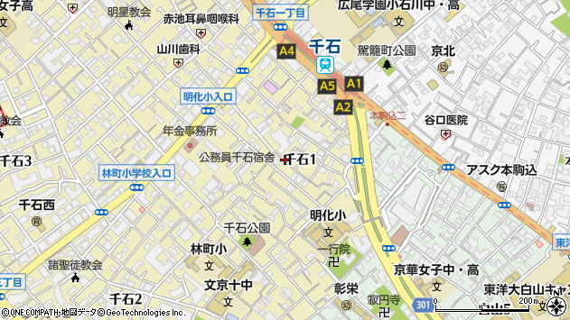 〒112-0011 東京都文京区千石の地図