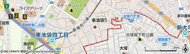 東京都豊島区東池袋5丁目20周辺の地図