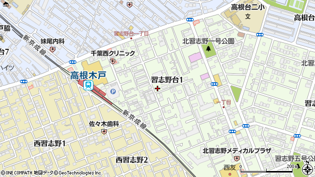 〒274-0063 千葉県船橋市習志野台の地図