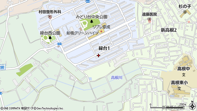 〒274-0818 千葉県船橋市緑台の地図
