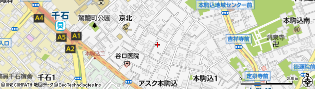 東京都文京区本駒込2丁目3-6周辺の地図