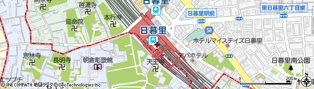 日暮里駅周辺の地図