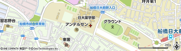 日本大学薬学部　警備員室・夜間休日連絡先周辺の地図