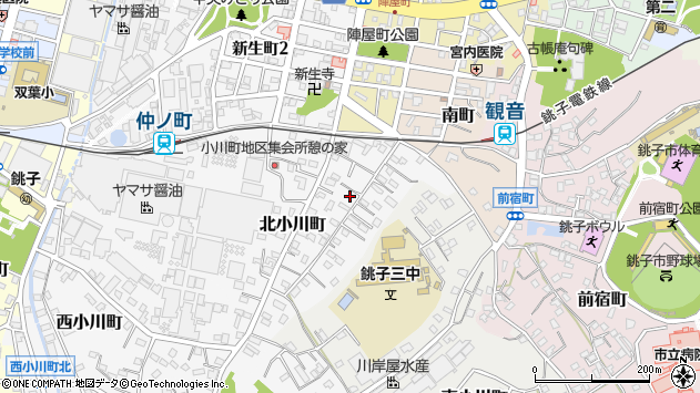 〒288-0037 千葉県銚子市北小川町の地図