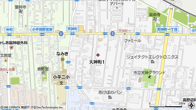 〒187-0004 東京都小平市天神町の地図