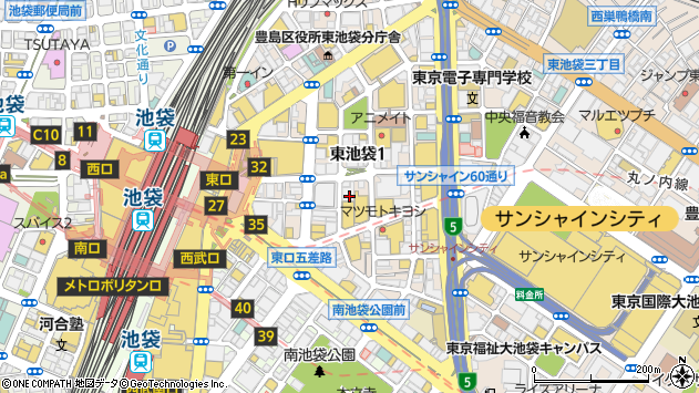 〒170-0013 東京都豊島区東池袋（次のビルを除く）の地図