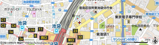 スシロー 池袋駅東口店周辺の地図